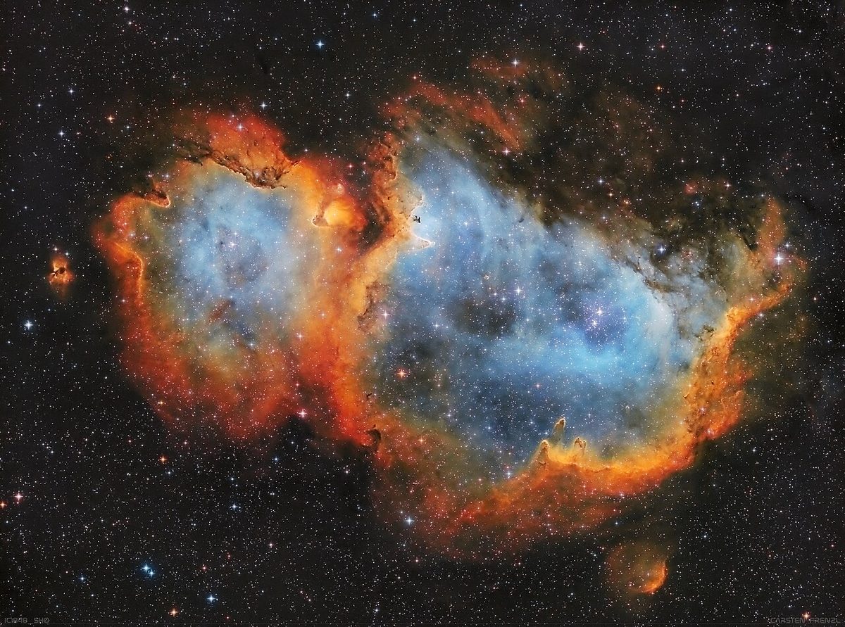 Photograph of Soul Nebula (IC 1848), an emission nebula in Cassiopeia