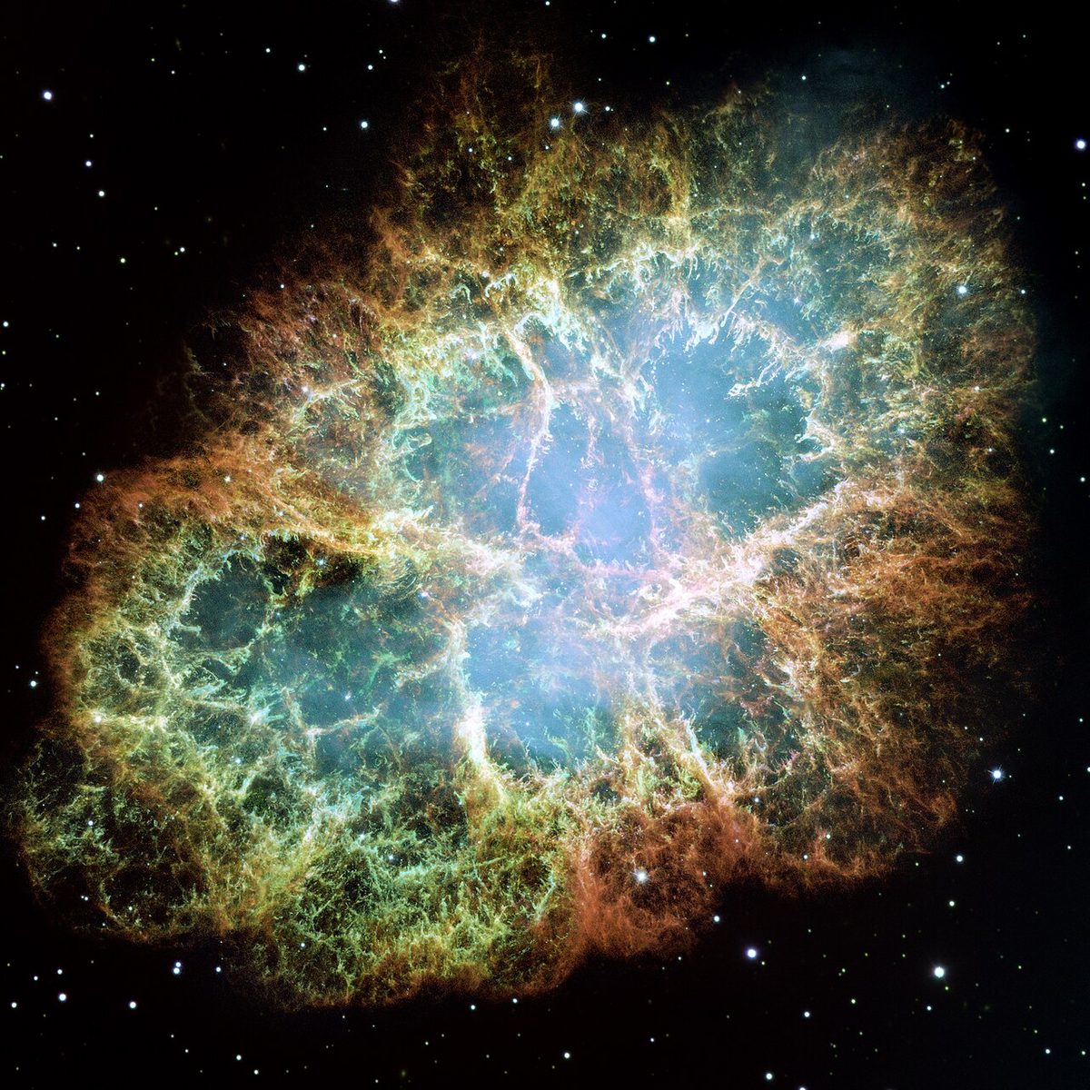 Photograph of Crab Nebula (M1), a supernova remnant in Taurus