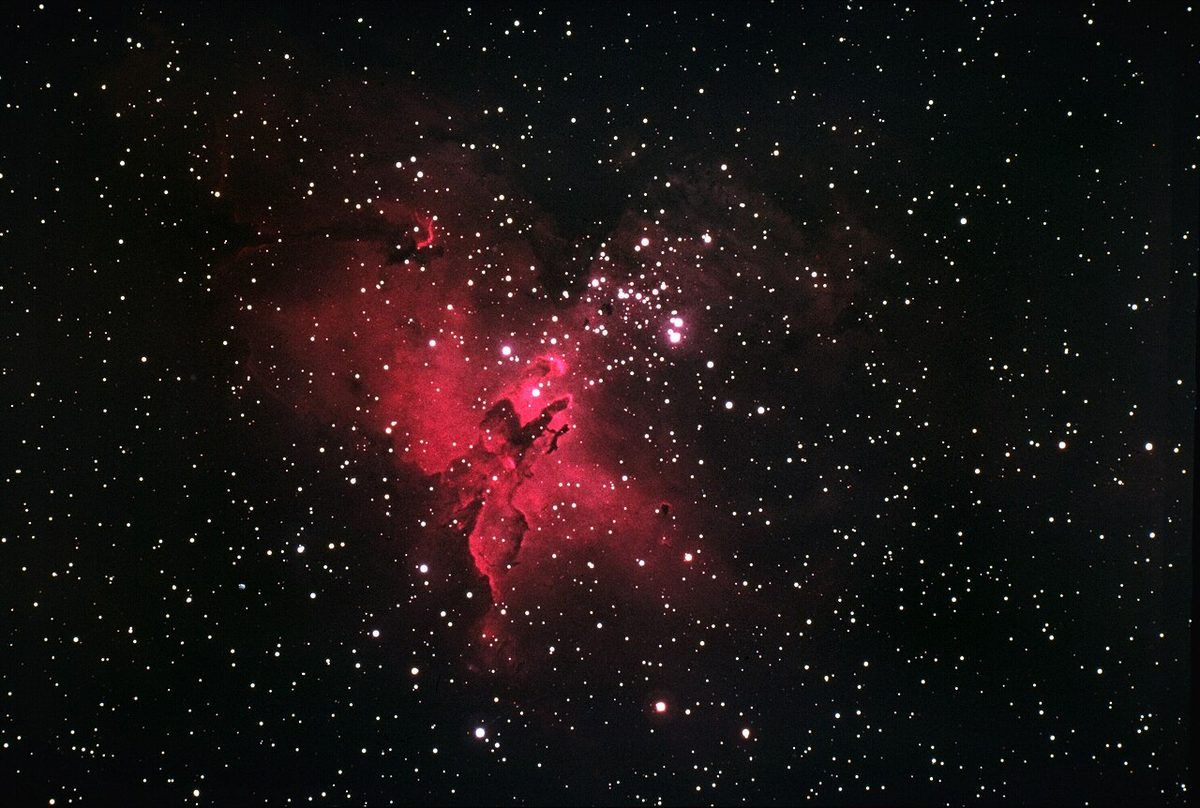 Photograph of Eagle Nebula (M16), an emission nebula in Serpens