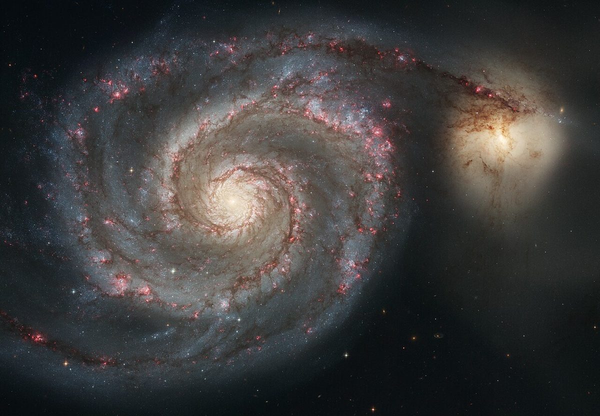 Photograph of Whirlpool Galaxy (M51), a spiral galaxy in Canes Venatici