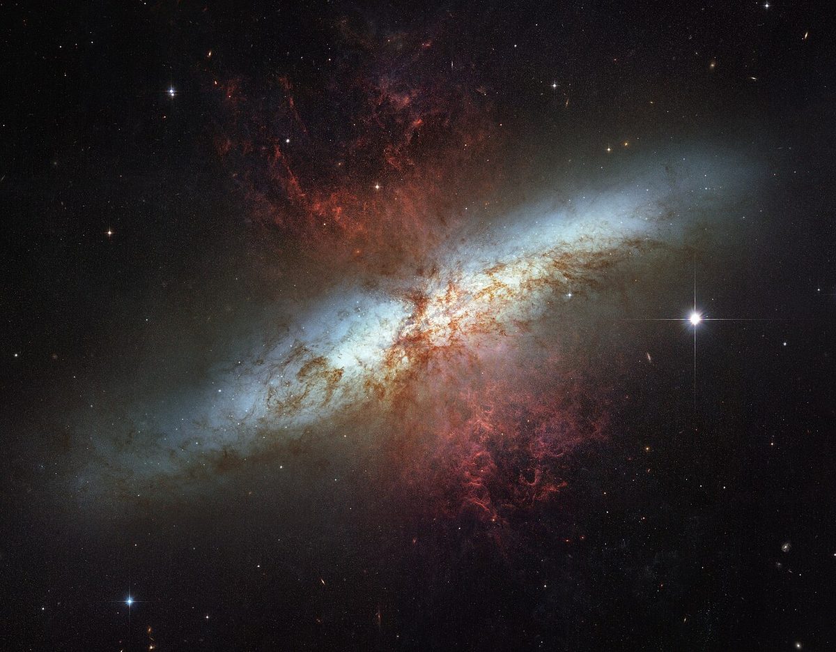 Photograph of Cigar Galaxy (M82), an irregular galaxy in Ursa Major