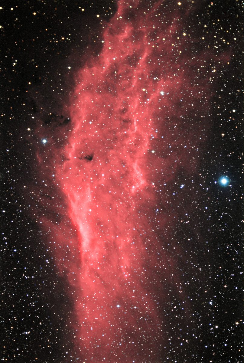 Photograph of California Nebula (NGC 1499), an emission nebula in Perseus