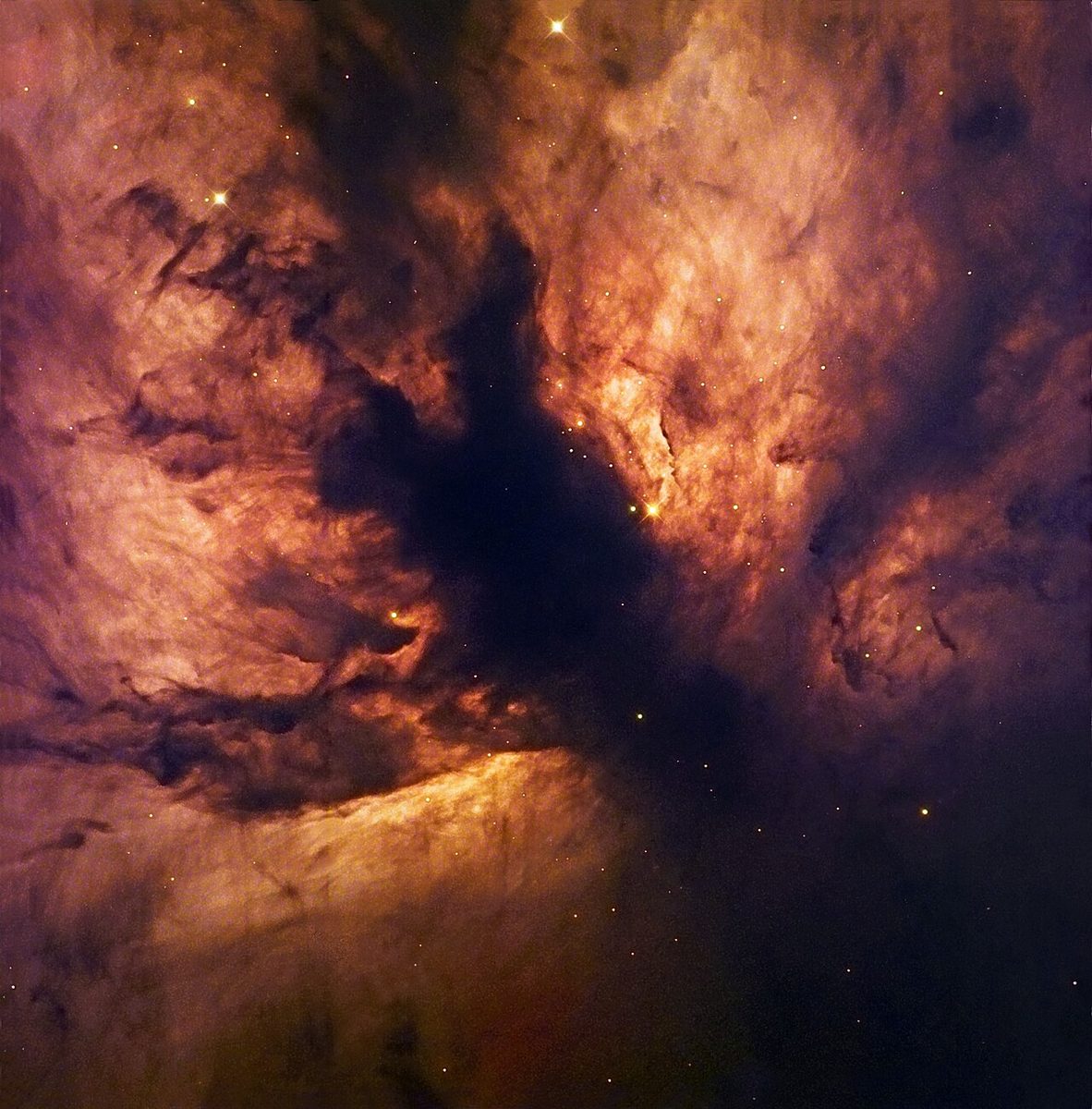 Photograph of Flame Nebula (NGC 2024), an emission nebula in Orion