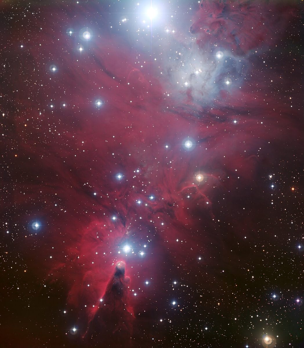 Photograph of Cone Nebula / Christmas Tree Cluster (NGC 2264), an open cluster in Monoceros