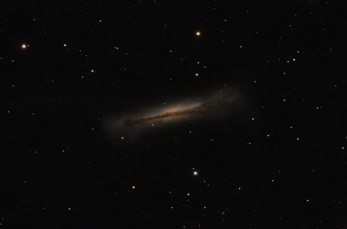Photograph of Hamburger Galaxy (NGC 3628), a spiral galaxy in Leo