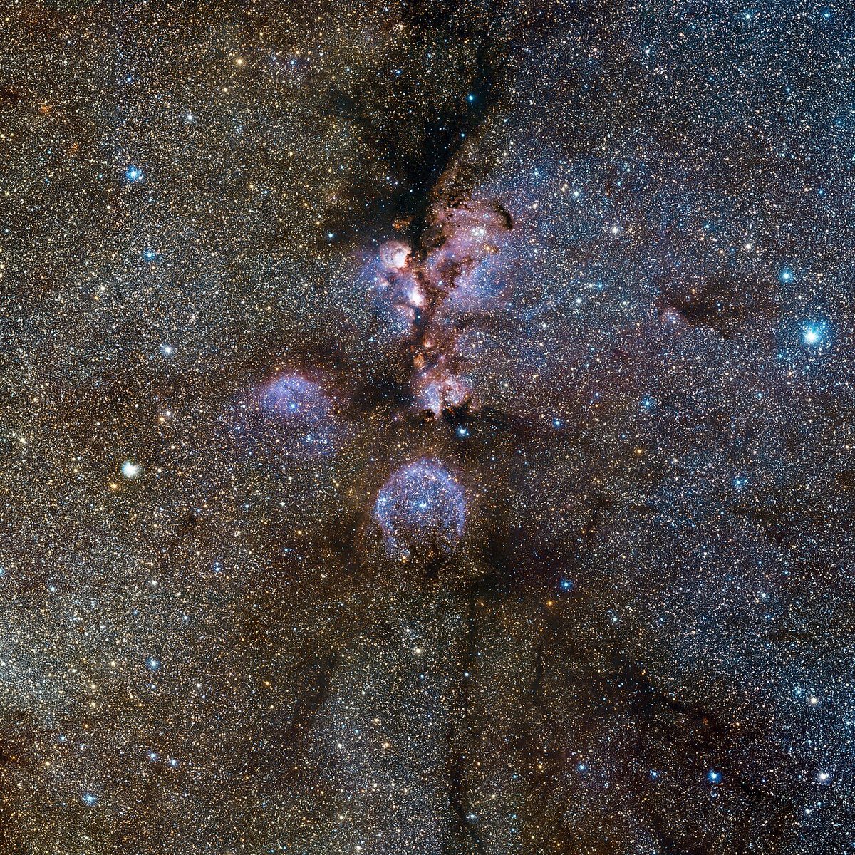 Photograph of Cat's Paw Nebula (NGC 6334), an emission nebula in Scorpius
