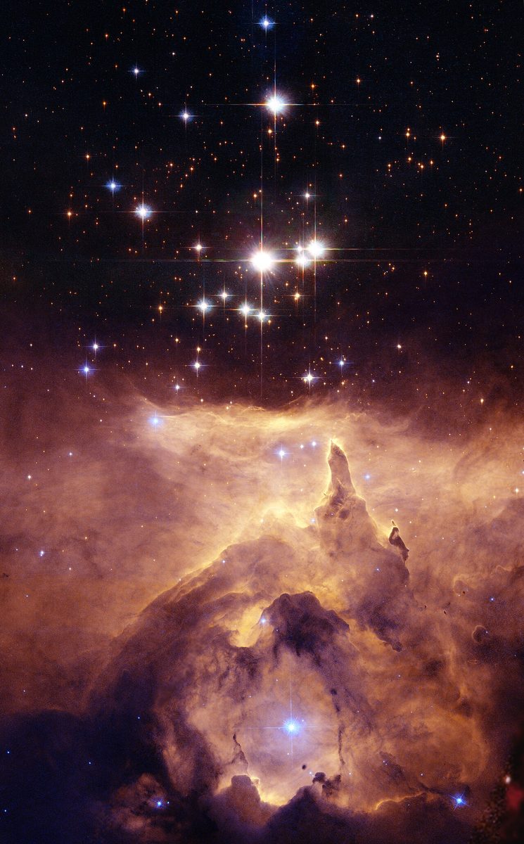 Photograph of War and Peace Nebula (NGC 6357), an emission nebula in Scorpius