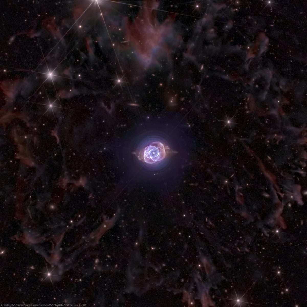 Photograph of Cat's Eye Nebula (NGC 6543), a planetary nebula in Draco