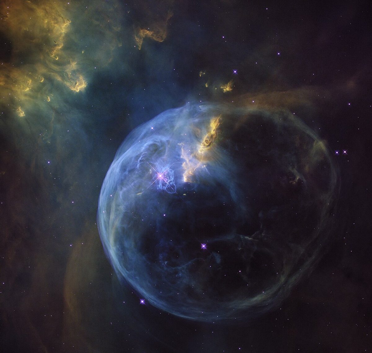 Photograph of Bubble Nebula (NGC 7635), an emission nebula in Cassiopeia